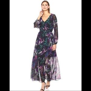 Nine West Floral Maxi Dress Faux Wrap